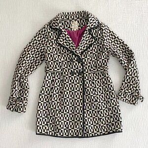 Tulle Checked Black and White Coat (Sz. L)